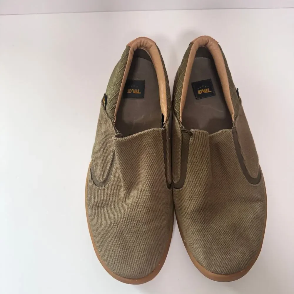Teva Mens Sterling Slip On Casual Shoes Size 8 Canvas Classic Olive Green
